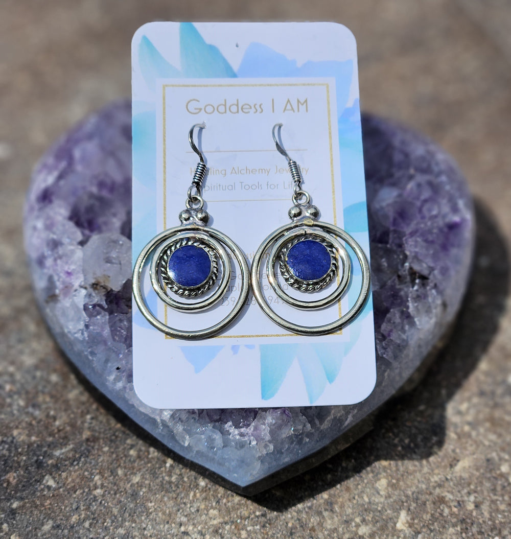 Circle Lapis Lazuli Earrings