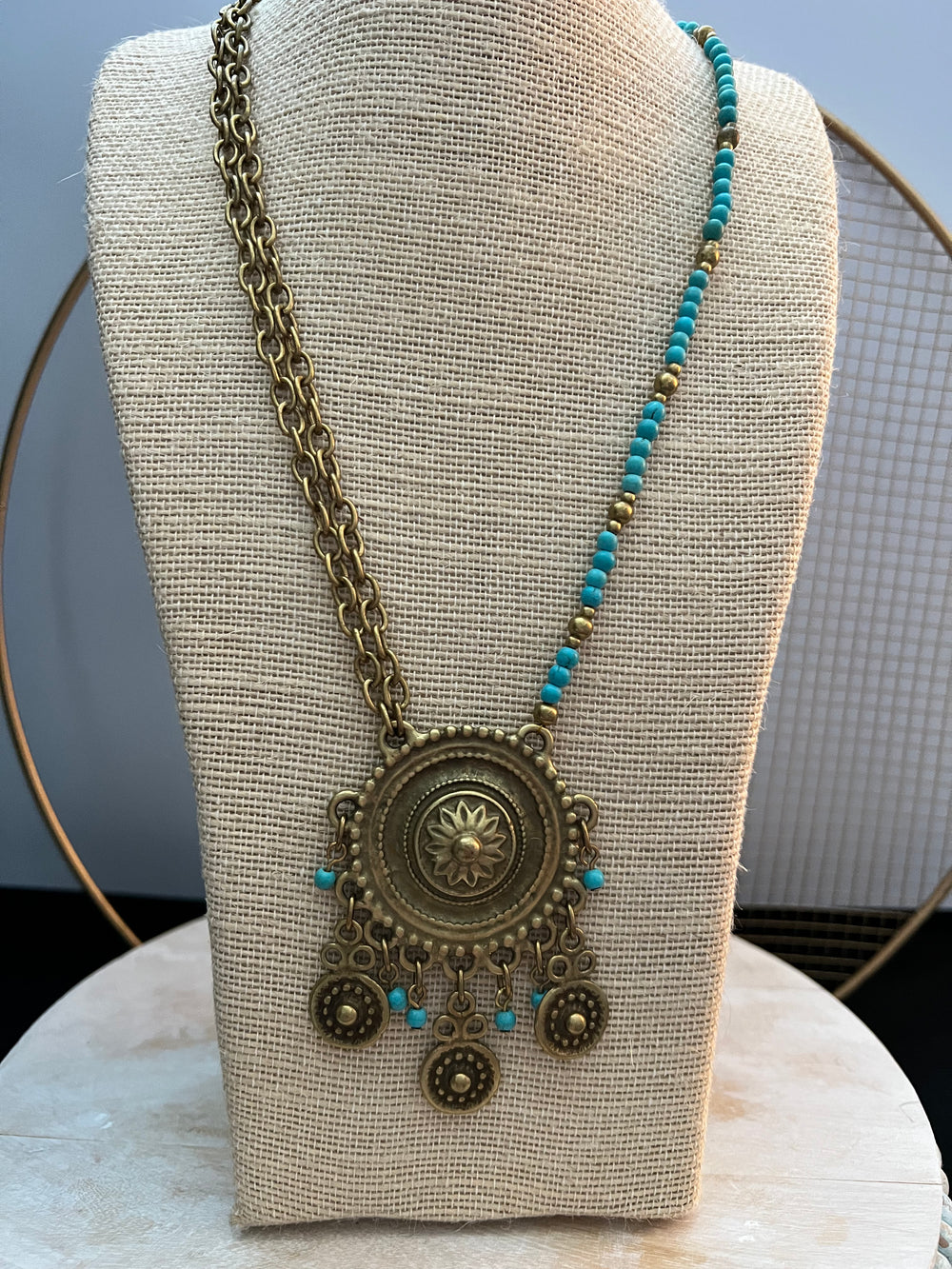 Brass & Turquoise Glass beads