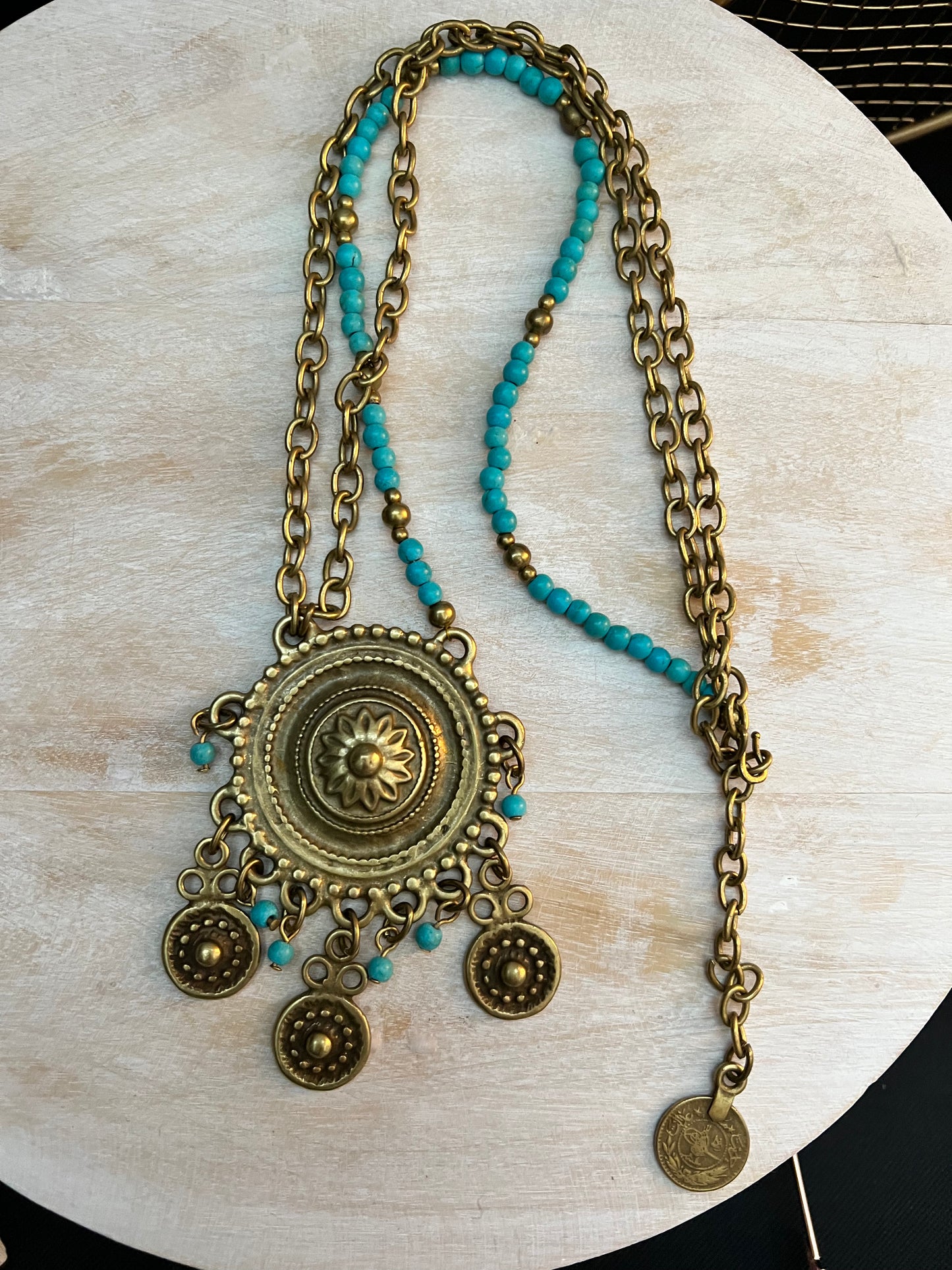 
                  
                    Brass & Turquoise Glass beads
                  
                