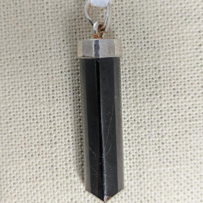 3 Sided Black Tourmaline Cylinder Pendant (2