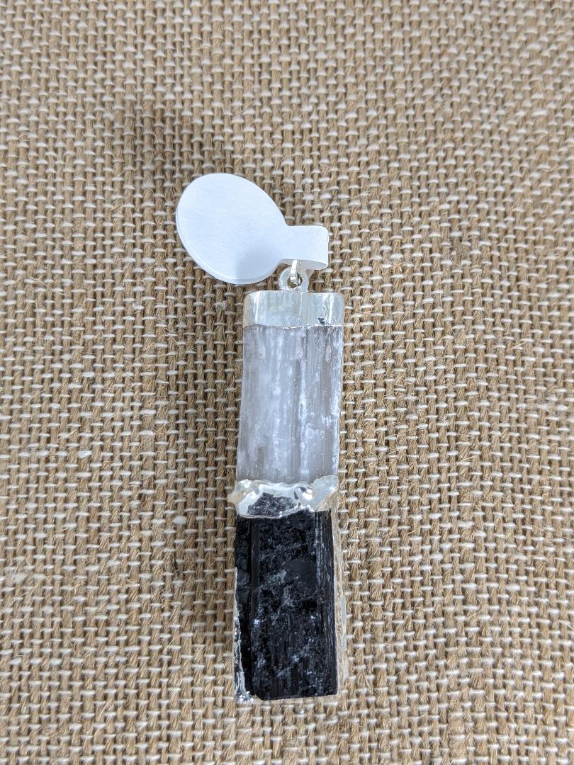 
                  
                    Selenite & Black Tourmaline Stacked Pendant (2.5")
                  
                