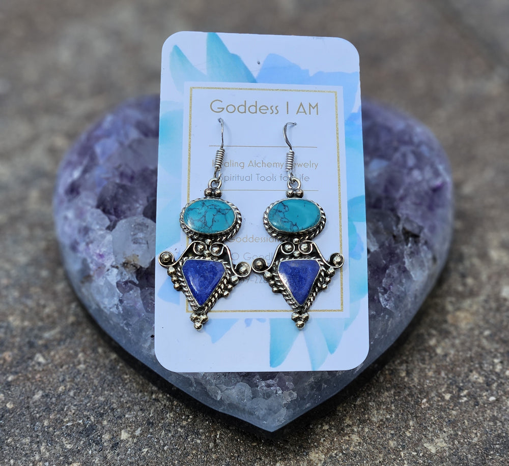 Turquoise & Lapis Lazuli Earrings